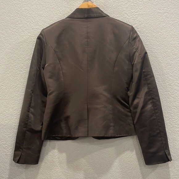 Silk Culture Brown Silk Blend Cropped One Button Blazer Size Small - Picture 6 of 7